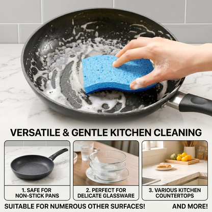 24 Pack Non-Scratch Kitchen Sponges, Dual-Sided Dish Sponges Kitchen, Reusable Scrub Sponges for Cleaning, Easy Dry Sponges for Dishes and Household Cleaning