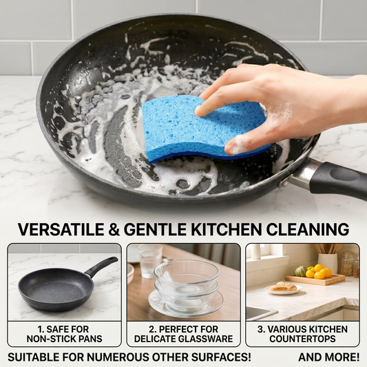 24 Pack Non-Scratch Kitchen Sponges, Dual-Sided Dish Sponges Kitchen, Reusable Scrub Sponges for Cleaning, Easy Dry Sponges for Dishes and Household Cleaning