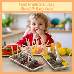 Retro Stainless Steel Ice Tray - 18-Cube Metal Ice Trays for Freezer with Easy Release Handle, Commercial Grade Non-Toxic Material, Dishwasher Safe, Send Goods from Local Warehouse