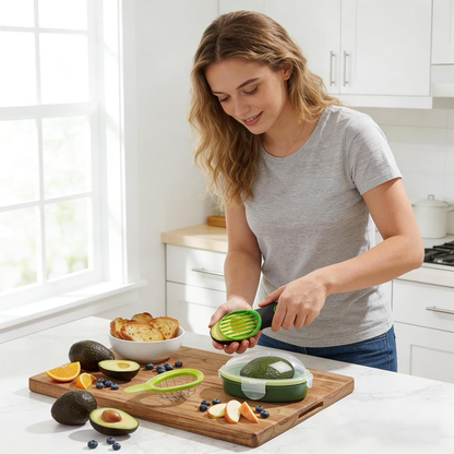 Avocado Slicer 3 Piece Set, Fruit Vegetable Avocado Tools-Kitchen Gadgets, for Slicing, Dicing and Keeping Avocados Fresh (Avocado Slicer+Saver+Cutter)