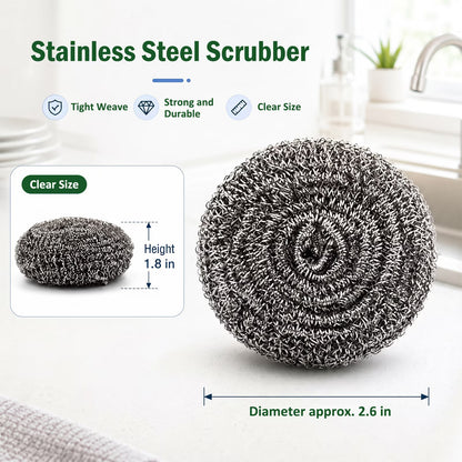 20 Pack Steel Wool Scrubber for Kitchen Cleaning, 2.6 Inch Stainless Steel Scrubber Pads, Metal Scrubber for Dishes, Pots, Pans, Ovens, Grills & Sinks