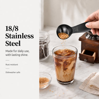 1 Pcs Coffee Scoop, 2 Tablespoon Measuring Spoon for Ground Coffee, Durable Stainless Steel, Easy to Use and Clean(Sliver）