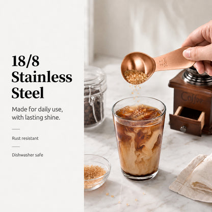 1 Pcs Coffee Scoop, 2 Tablespoon Measuring Spoon for Ground Coffee, Durable Stainless Steel, Easy to Use and Clean(Rose Gold）