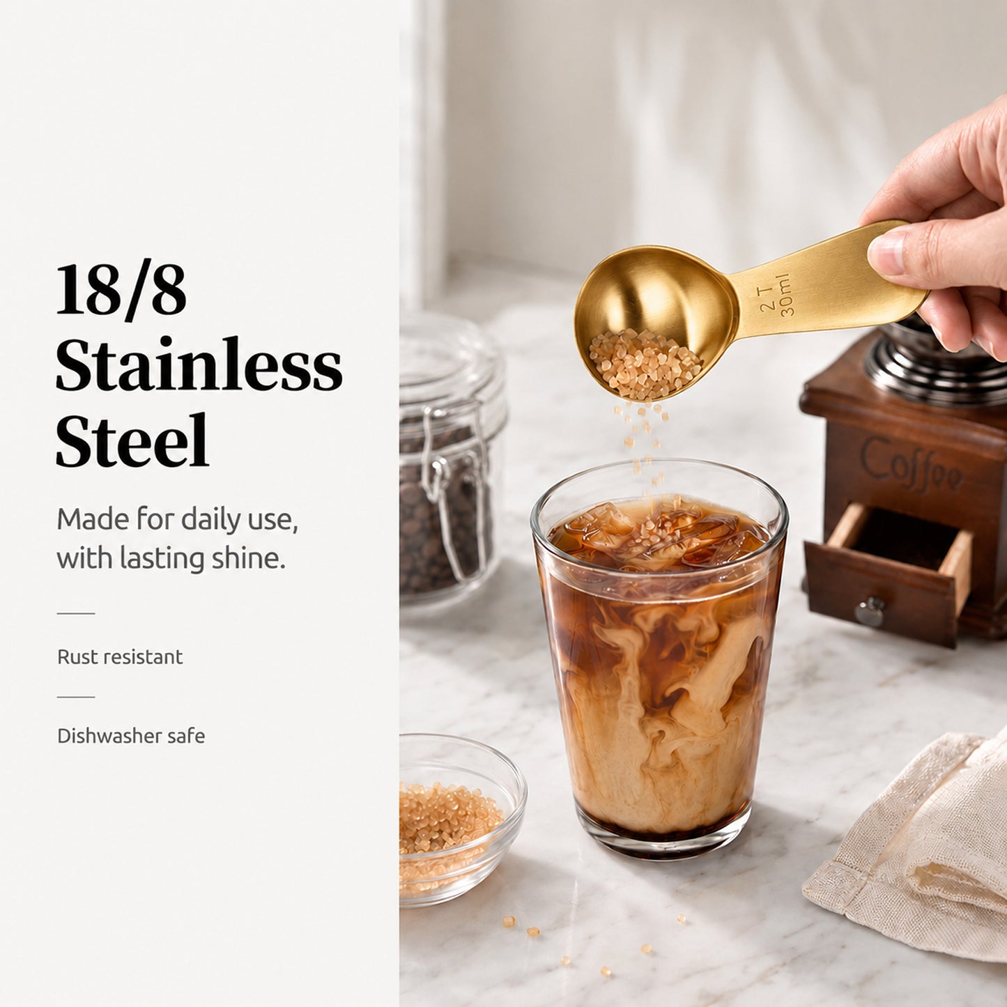 1 Pcs Coffee Scoop, Premium 2 Tablespoon Coffee Spoon for Ground Coffee and Tea, Ergonomic Handle