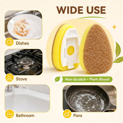 12PCS Natural Dish Wand Sponge Refills, Sisal Hemp Dishwand Refills, Non Scratch Dish Sponge Replacement Heads for Kitchen Sink, Dishes, Pots and Pans