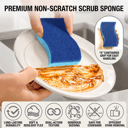 24 Pack Non-Scratch Kitchen Sponges, Dual-Sided Dish Sponges Kitchen, Reusable Scrub Sponges for Cleaning, Easy Dry Sponges for Dishes and Household Cleaning