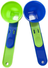2-in-1 Protein Powder Measuring Spoon, Blue and Green, Sliding Design with Drip-Proof Feature for Coffee and Supplements