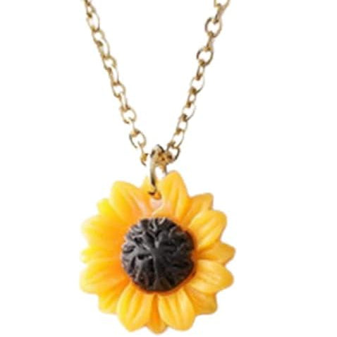 Sunflower Pendant Necklace Pearl Leaf Chain Resin Handmade Drop Choker Necklace for Women s