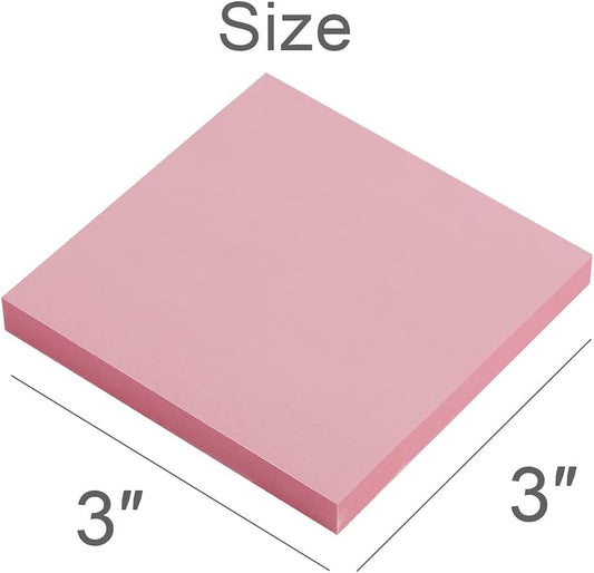 Sticky Notes 3x3 Inches,Light Pink Self-Stick Pads, Easy to Post for Home, Office, Notebook, 8 Pads/Pack
