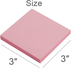 Sticky Notes 3x3 Inches,Light Pink Self-Stick Pads, Easy to Post for Home, Office, Notebook, 8 Pads/Pack