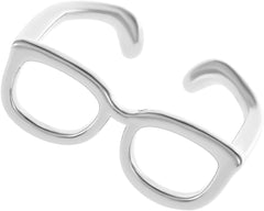 Adjustable Eyeglass Shape Open Ring for Women and Teen Premium Copper Fashion Accessory Fits Comfortable Skin-friendly Design