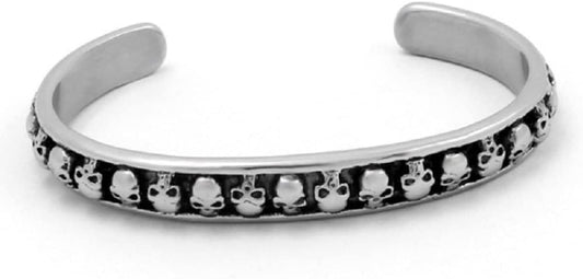 Caiyao Punk Stainless Steel Skull Skeleton Linked Chain Bracelet Tibetan Prayer Bead Mala Bracelet for Men and Women, Skull Jewelry Gift