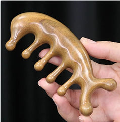 SAEEYCUE Authentic Green Sandalwood Comb Gua Sha Scraping Scalp Massager Head Head, Neck, Hands and Legs (B)