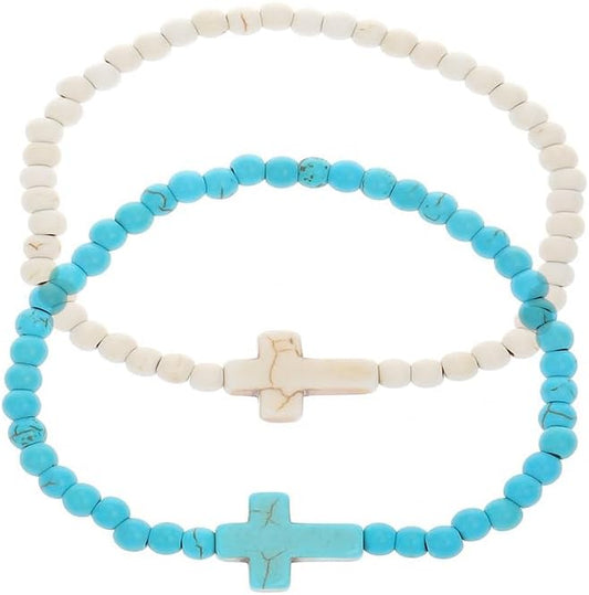 Religious Cross Bracelets for Women Mens Stackable Beaded Bracelet Christian Friendship Bracelet Set Jewelry