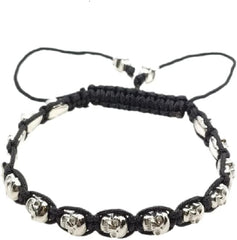 Caiyao Punk Stainless Steel Skull Skeleton Linked Chain Bracelet Tibetan Prayer Bead Mala Bracelet for Men and Women, Skull Jewelry Gift
