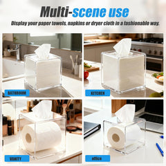 Clear Tissue Box Holder, Clear Tissue Box, Acrylic Napkin Holder for Bathroom Kitchen Bedroom Office Hotel - Send Goods from Local Warehouse