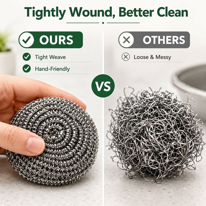 20 Pack Steel Wool Scrubber for Kitchen Cleaning, 2.6 Inch Stainless Steel Scrubber Pads, Metal Scrubber for Dishes, Pots, Pans, Ovens, Grills & Sinks