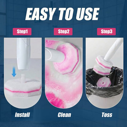 50PCS Toilet Bowl Wand Refills，3-Layer Bathroom Cleaning, Easy Snap-On Toilet Cleaning，Disposable Toilet Cleaner Filling Pad，Cherry Blossom Fragrance