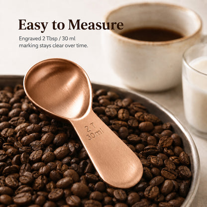 1 Pcs Coffee Scoop, 2 Tablespoon Measuring Spoon for Ground Coffee, Durable Stainless Steel, Easy to Use and Clean(Rose Gold）