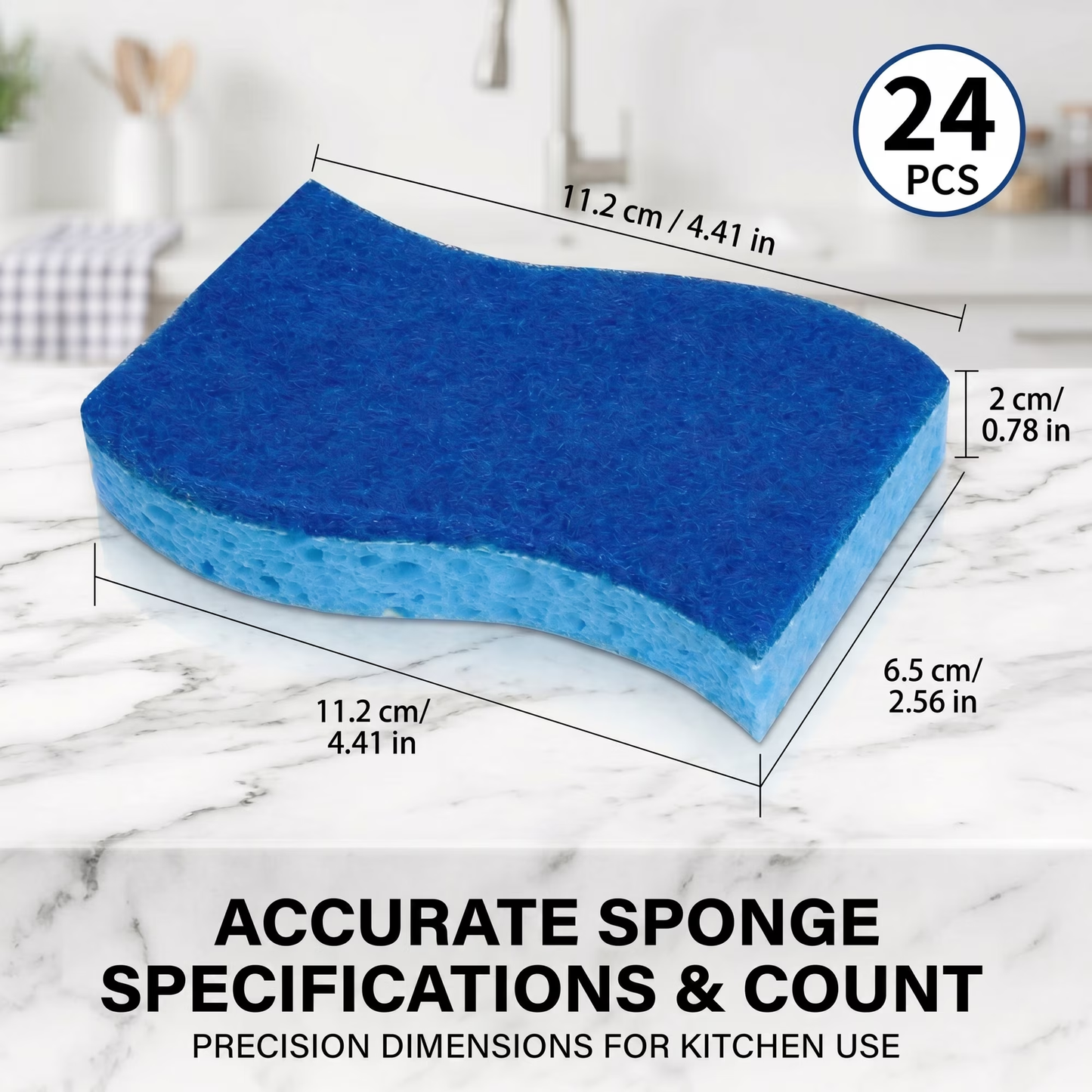 24 Pack Non-Scratch Kitchen Sponges, Dual-Sided Dish Sponges Kitchen, Reusable Scrub Sponges for Cleaning, Easy Dry Sponges for Dishes and Household Cleaning