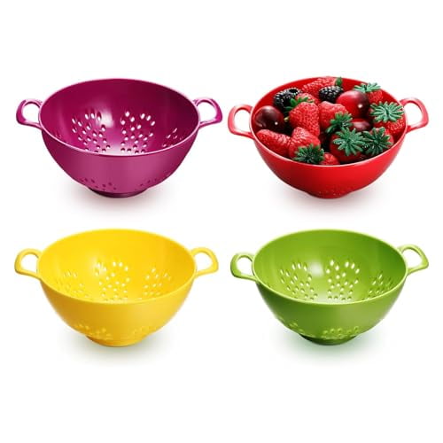 4pcs Small Colander Set, 7.5in Drain Basket, BPA-Free Plastic Food Strainer with Double Handles for Fruits, Vegetables, Pasta - Send Goods from Local Warehouse