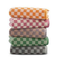 5 Pack Hand Towels for Bathroom, Checkered Cotton Towels, Soft Absorbent, 13 x 29 Inches for Kitchen, Spa, and Gym, Send Goods from Local Warehouse