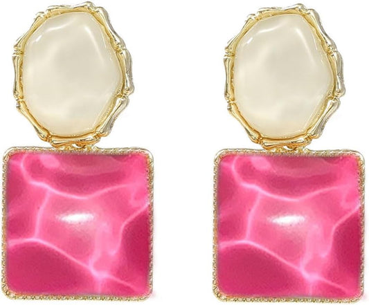 Acrylic Earrings for Women Geometric Square Resin Acrylic Earrings Dangle Drop Statement Vintage Party Jewelry