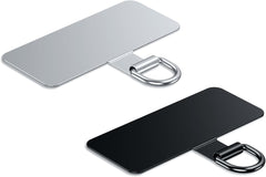 Heavy Duty Tether Tab - 44lbs Load Capacity, Metal Lanyard Patch & Strap Adapter for iPhone Android, Universal for Full Phone Cases (Fashion Silver+Black)