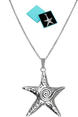 Starfish Necklace for Women Gold Star Swirl Pendant Necklace Summer Beach Ocean Shell Necklace Starfish Seashell Charm Necklace Trendy Vacation Star Jewelry