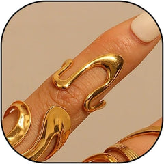 Chunky Rings For Women, Gold Silver Thumb Ring Asymmetrical Wavy Curve Ring Adjustable Non Tarnish Dainty Stainless Steel New Year Anniversary Birthday Jewelry Gift