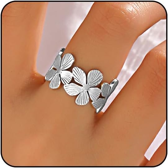 Thumb Rings for Women Chunky Gold Rings for Women Non Tarnish Stainless Steel Adjustable Rings Thumb Silver Ring Wave Curve Ring Dainty Unique Rings