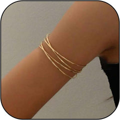 Choistily Arm Cuff Gold Layered Bracelet Adjustable Upper Arm Bangle Jewelry Gifts for Women Boho Halloween Costume Accessories