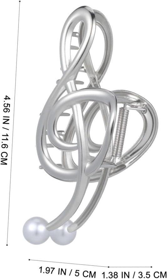 FIXOSHEE Large Pearl Music Note Claw Clip for Women Metal Hair Clamp with Strong Grip Elegant Large Hair Clip Stylish Decorative Headwear for Any Occasion