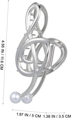 FIXOSHEE Large Pearl Music Note Claw Clip for Women Metal Hair Clamp with Strong Grip Elegant Large Hair Clip Stylish Decorative Headwear for Any Occasion