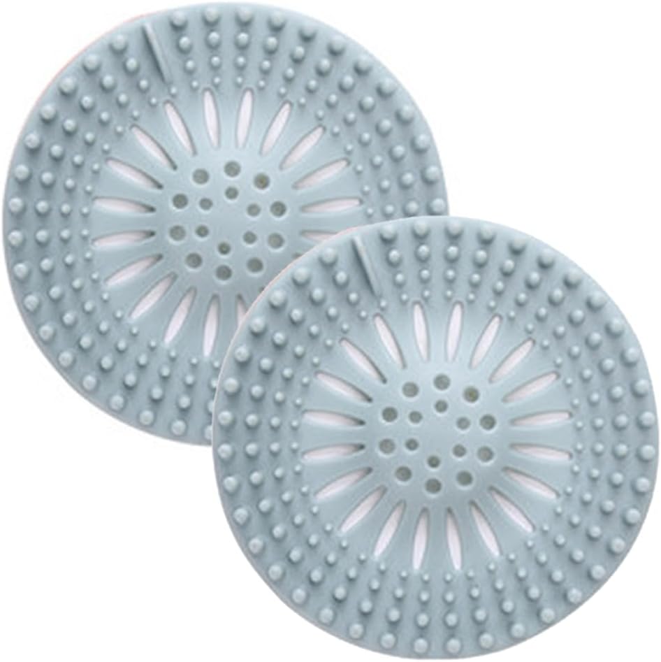 Hair Catcher Shower Drain Covers Protector Durable Silicone Bathtub Hair Stopper Easy to Install and Clean Suit for Bathroom Tub Shower and Sink, 2 Pack, Blue