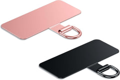 Heavy Duty Tether Tab - 44lbs Load Capacity, Metal Lanyard Patch & Strap Adapter for iPhone Android, Universal for Full Phone Cases (Fashion Silver+Black)