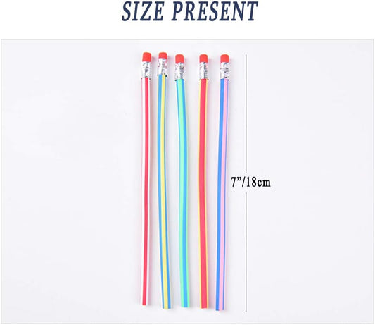 Flexible Bendy Pencil,35 PCS Flexible Soft Pencil Colorful Stripe Soft Pencils with Eraser as Gift for Students or Children