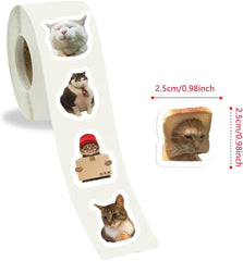 Cat Stickers for Kids, 500Pcs Funny Cat Meme Rolls Self Adhesive Seals for Kids Girls Boys Teen Birthday Party Decorations Water Bottle Scrapbook