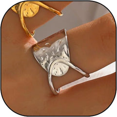 Chunky Rings For Women, Gold Silver Thumb Ring Asymmetrical Wavy Curve Ring Adjustable Non Tarnish Dainty Stainless Steel New Year Anniversary Birthday Jewelry Gift