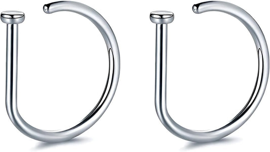 Decentraland 2 PCS 20G Gold D Shaped Nose Rings Hoops Single Piercing Jewelry for Men and Women