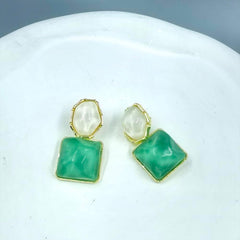 Asymmetric Rhomboid Dangle Earrings for Women Double Colored Irregular Geometric Studies Earrings for Girls Acrylic Drop Earrings Jewelry