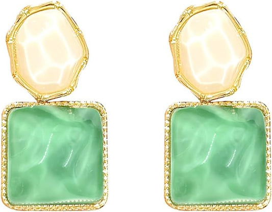 Asymmetric Rhomboid Dangle Earrings for Women Double Colored Irregular Geometric Studies Earrings for Girls Acrylic Drop Earrings Jewelry