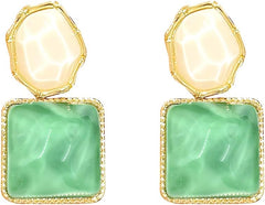 Asymmetric Rhomboid Dangle Earrings for Women Double Colored Irregular Geometric Studies Earrings for Girls Acrylic Drop Earrings Jewelry