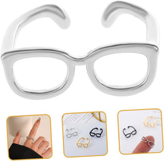 Adjustable Eyeglass Shape Open Ring for Women and Teen Premium Copper Fashion Accessory Fits Comfortable Skin-friendly Design