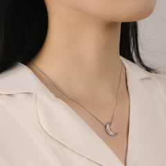 Moon Necklace for Women Stainless Steel Crescent Moon Pendant Necklace Dainty Simple Pendent Necklace Minimalist Trendy Jewelry