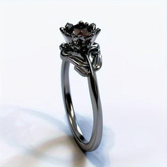 Multipurpose Skull Gothic Rings Retro Black Gold Heart Love Crystals Zirconia Accessory for Christmas Valentines Day