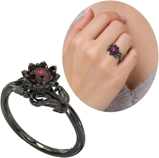 Multipurpose Skull Gothic Rings Retro Black Gold Heart Love Crystals Zirconia Accessory for Christmas Valentines Day