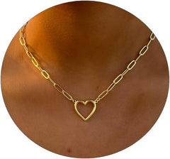 ASCOMY Dainty Gold Necklace for Women 14K Gold Plated Necklaces for Her Delicate Love Heart Necklace Heart Pendant Necklace Cute Necklaces Festival Jewelry Gift for Women