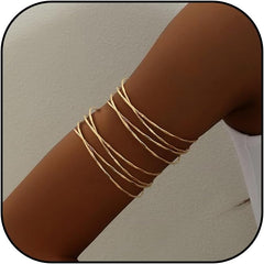 Choistily Arm Cuff Gold Layered Bracelet Adjustable Upper Arm Bangle Jewelry Gifts for Women Boho Halloween Costume Accessories