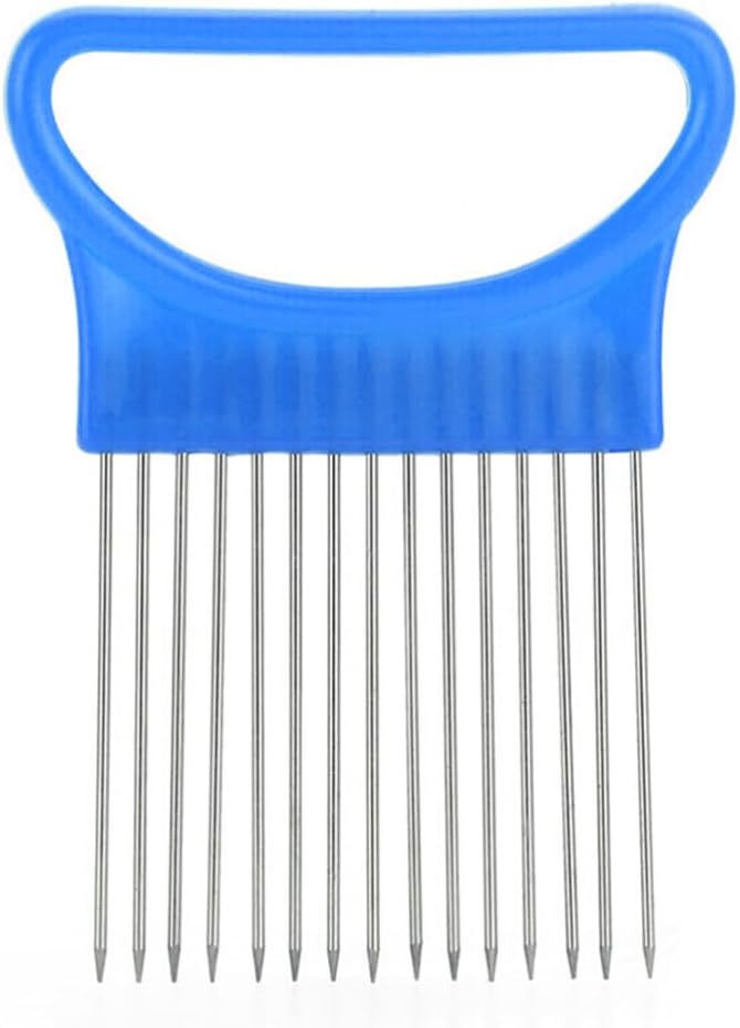 Kichvoe Prong Onion Holder and Vegetable Slicer with Non- Plastic Handle for Easy Cutting of Tomatoes Lemons Potatoes and More Precision Tool for Preparation